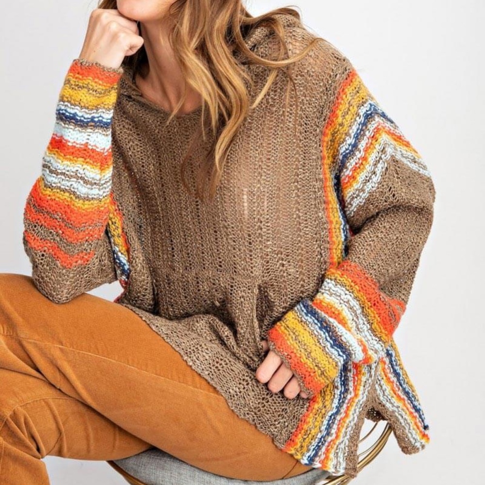 Eilat Olive Knit Pullover Hoodie